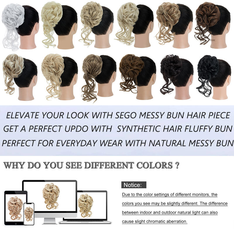 Real THICK Messy Curly Hair Bun Chignon Claw Clip Ponytail Scrunchie Extensions