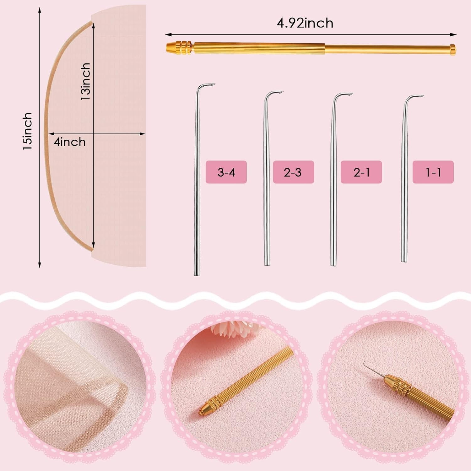 Beginner-Friendly Swiss Lace Wig Kit – Ventilating Needles