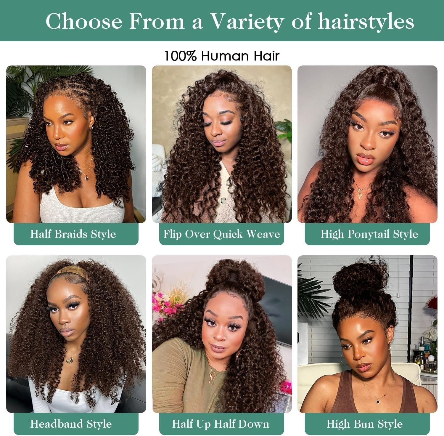 180% Density 22 Inch Deep Wave Half Wig for Black Women – Chocolate Brown Curly