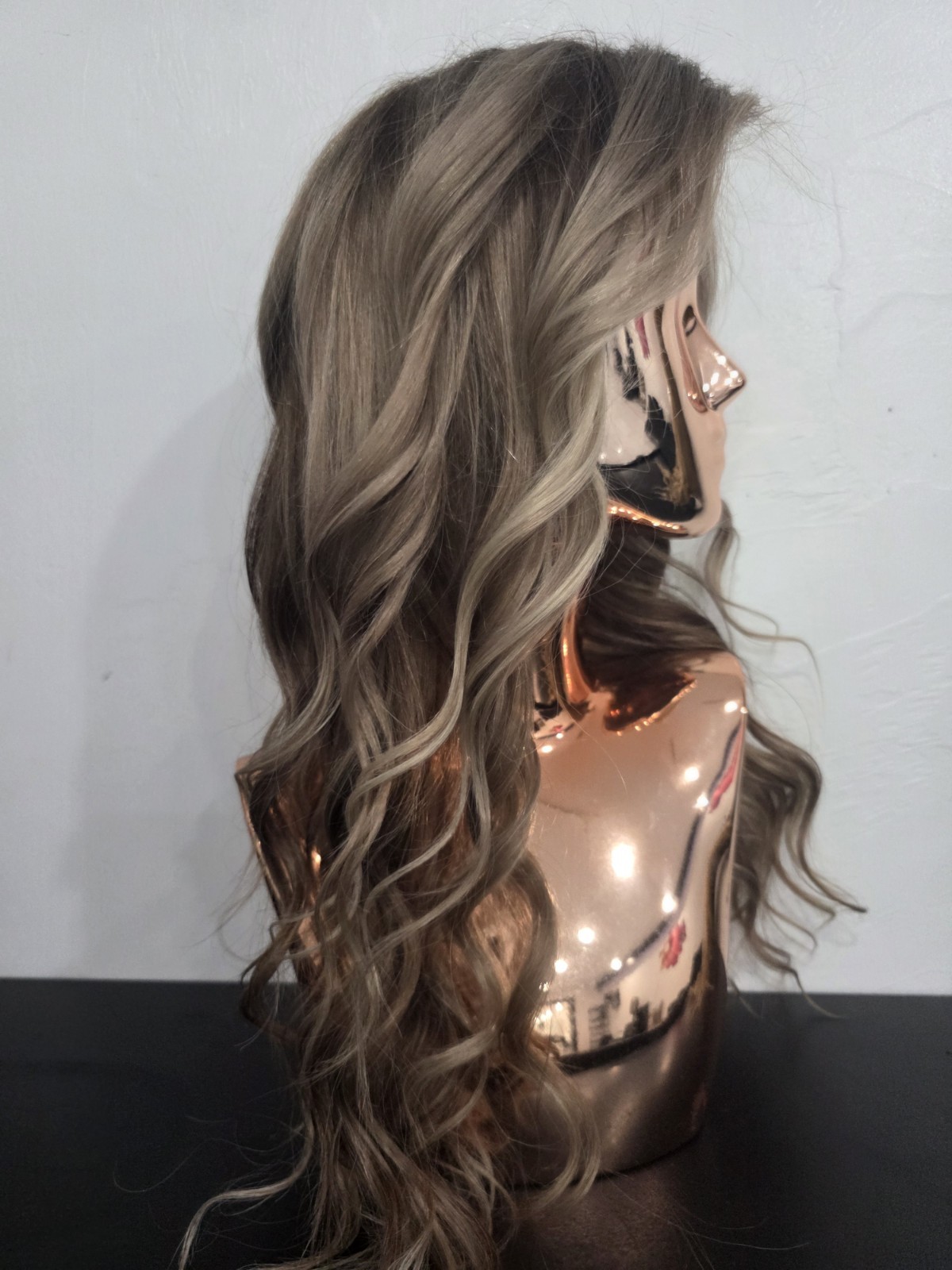 Natural 20″ blonde, custom color 100% human hair wig, glueless cap structure