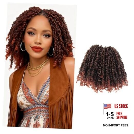 Yanky Twist Crochet Hair 8 Inch 10 8 Inch (Pack of 10) T350(Ombre Ginger Red)
