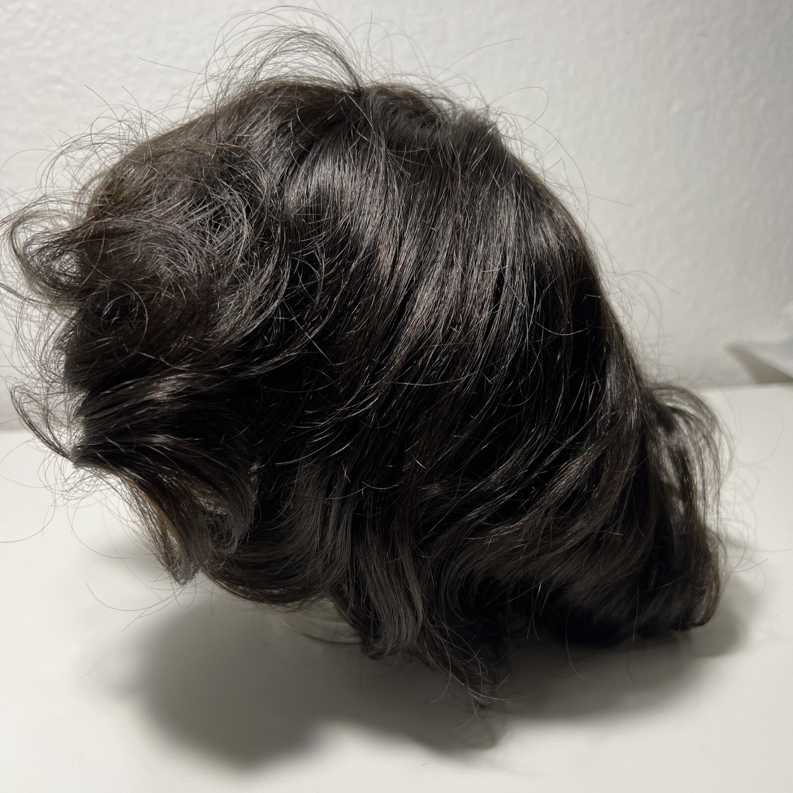 Men Toupee Human Hair Soft Thin Skin Evropean 9” Black #1B