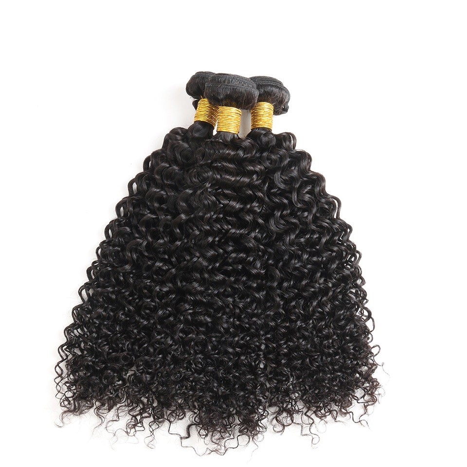 Peruvian Virgin Hair Jerry Curl 3 Bundles 12″14″16″ With 12″ Lace Closure