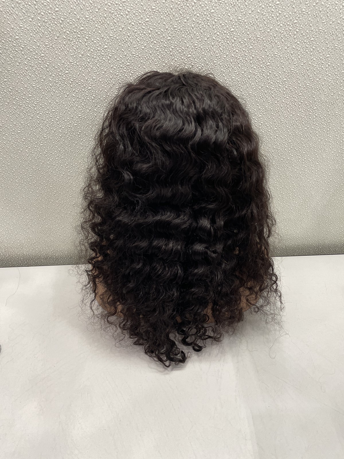 Natural Black Deep Wave Human Hair Blend 13×4 Lace Front 180% Density Wig, 16″