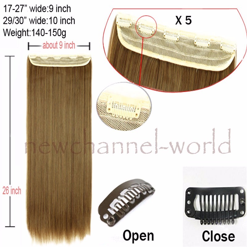 One Piece(5 Clips) Clip in Hair Extensions Full Head Balayage Curly Hairpiece US