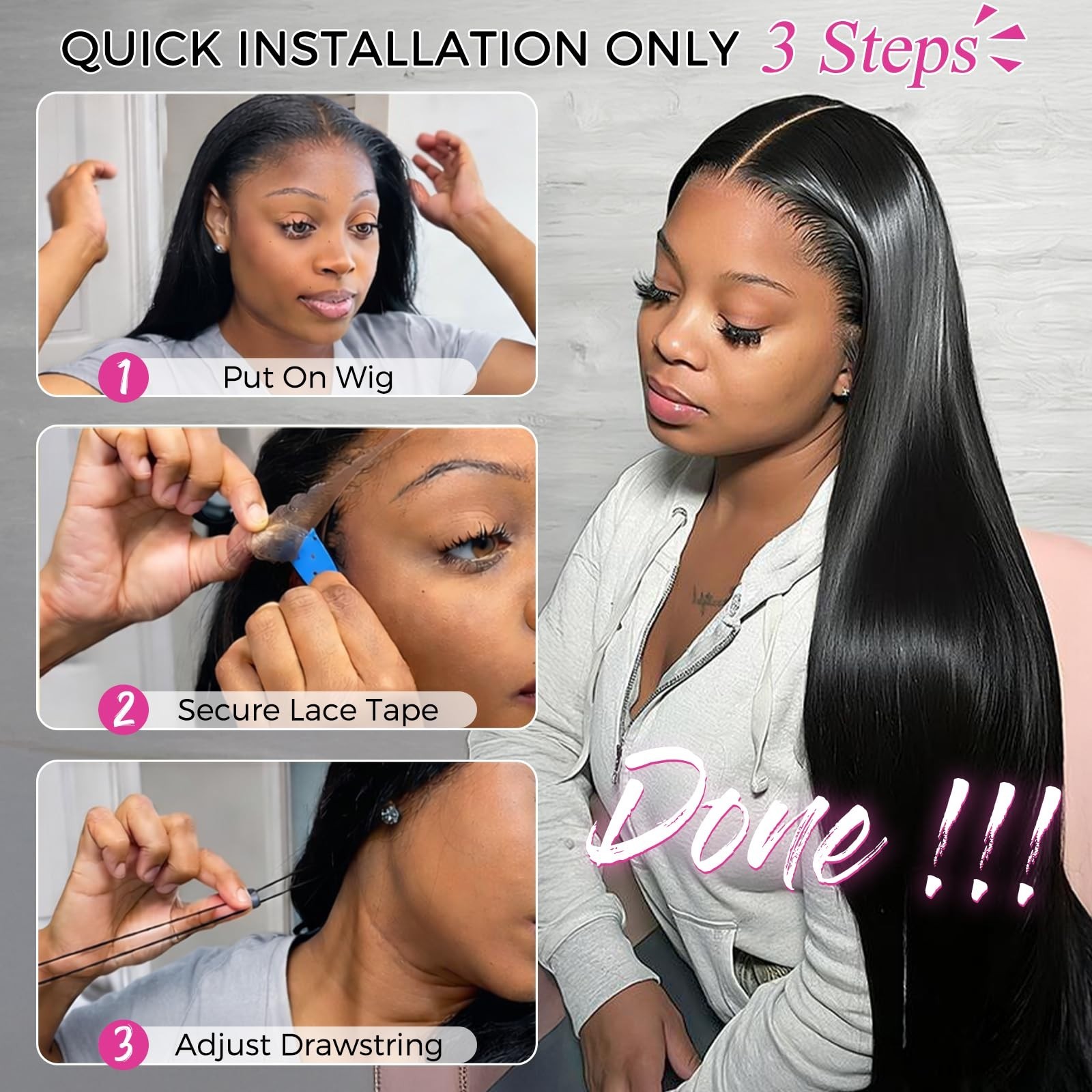 13×6 HD Lace Front Wig Human Hair, Pre-Plucked & Bleached, 200 Density, Glueless