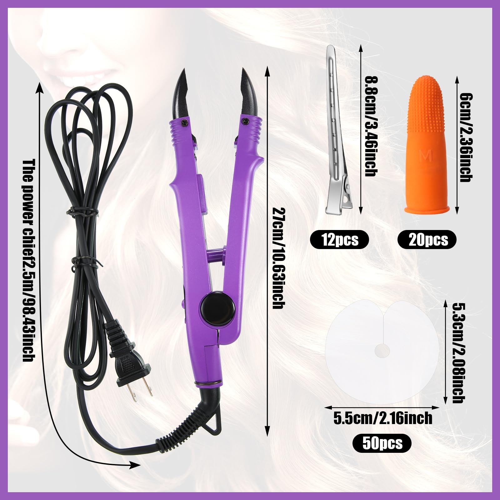 Fusion Hair Extension Heat Iron with Keratin Beads, Fusion Glue Protector, Te…