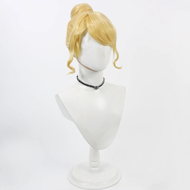 Cinderella Cosplay Wig for Adult Women Blonde Princess Wigs with Buns Updo Hair
