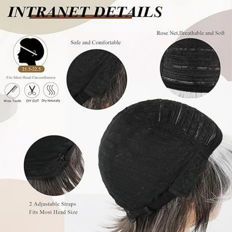 Women’s Salt and Pepper Pixie Cut Wig Short Layered Synthetic Hair