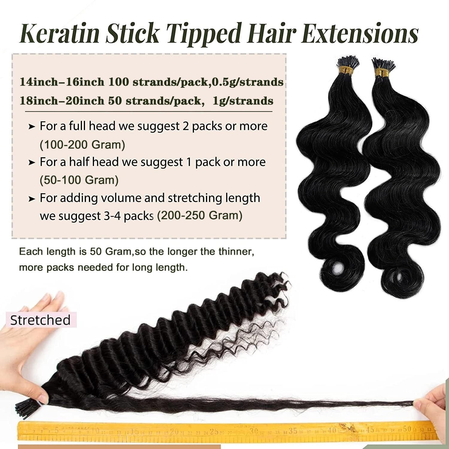 Smartinnov I Tips Body Wave Microlink Human Hair Extensions 26 Inch Brazilian