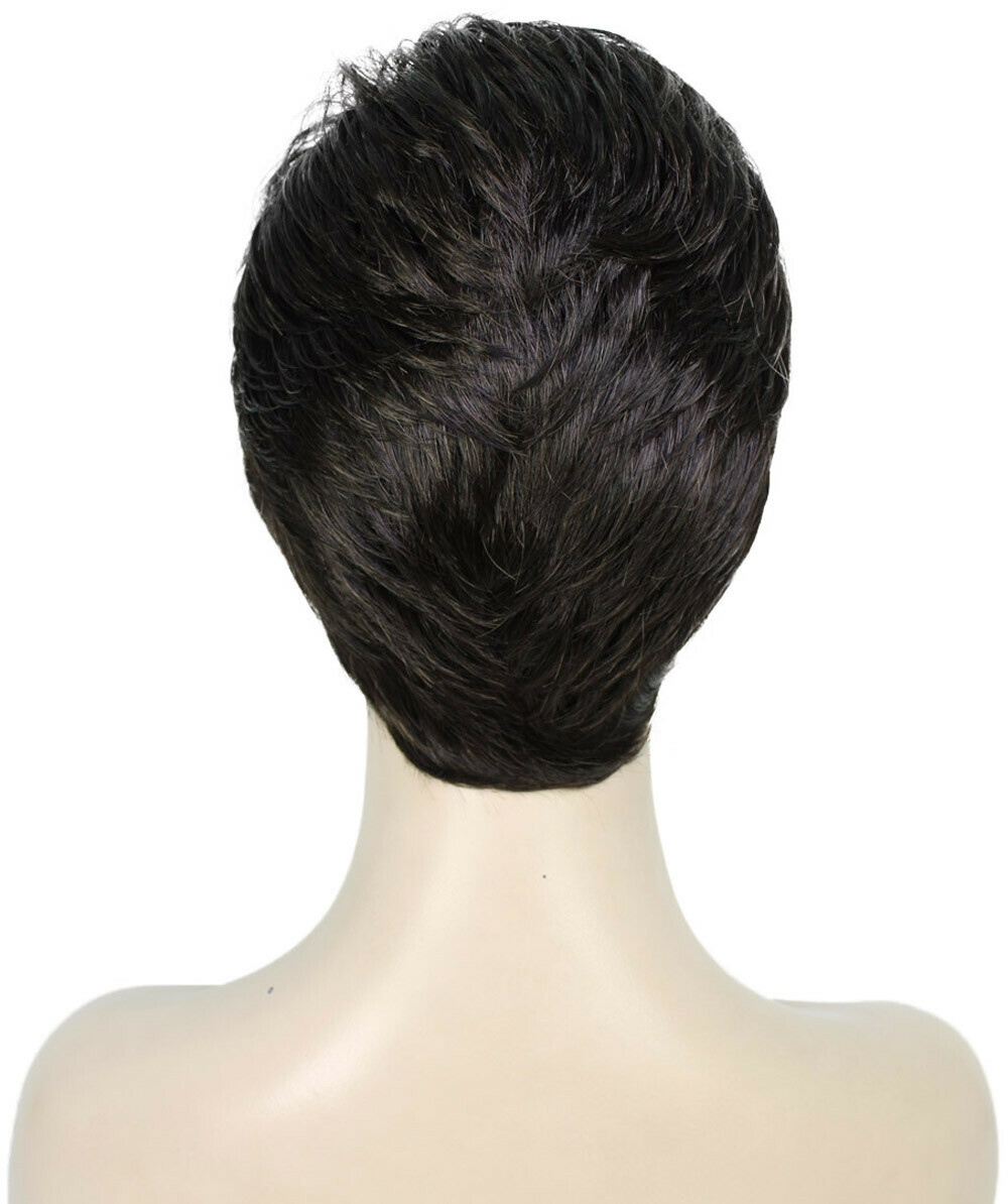 Lucille – Srraight Kanekalon Synthetic Fiber Full Wig, 1.75-3.25 in, Off Black