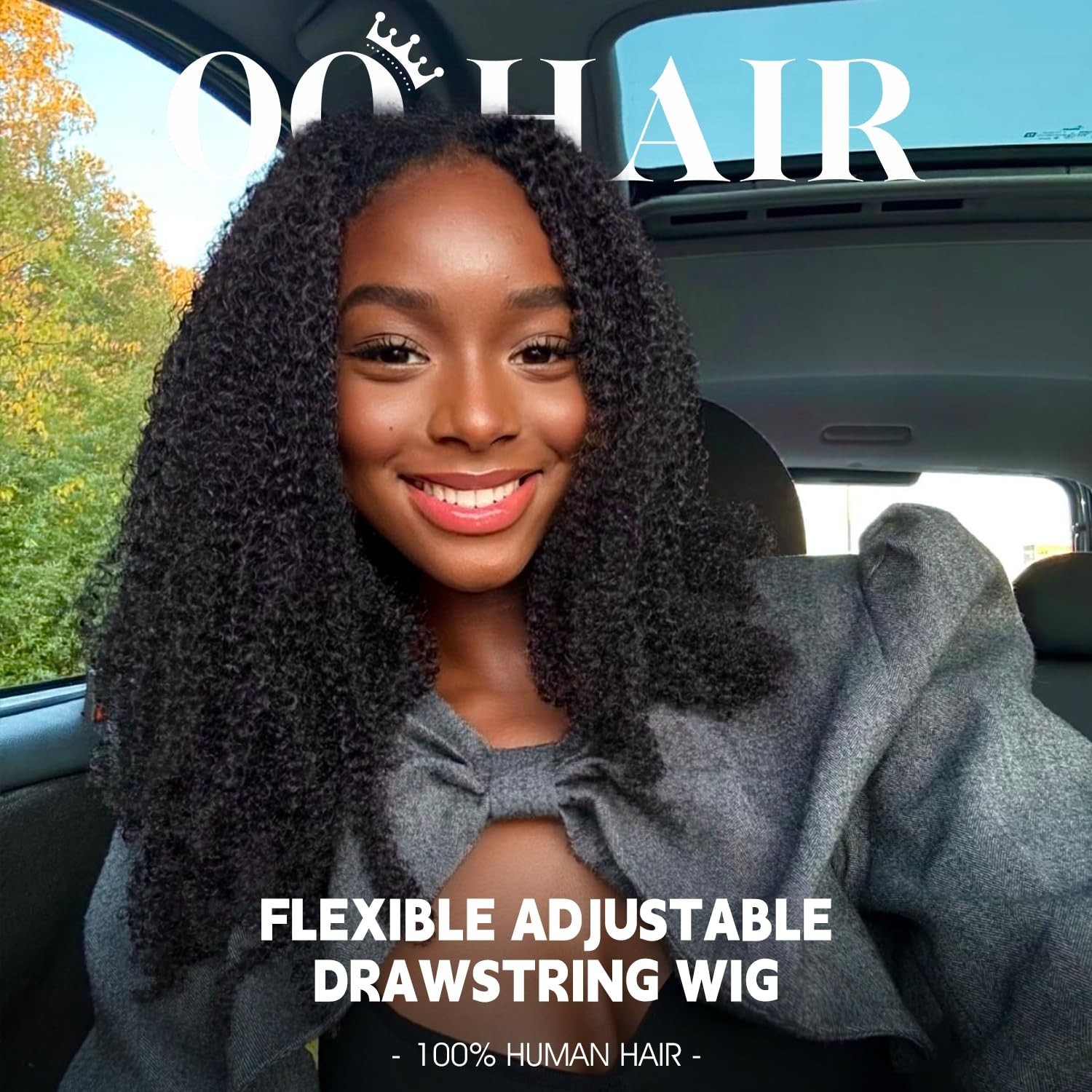 Afro Curly Half Wig – 180% Density, Glueless, Easy Wear, Kinky Curly 18″ Human H