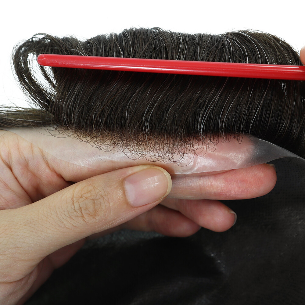 Mens Toupee Human Hair Thin Skin Hairpieces Replacement System Hair 8×10 #310