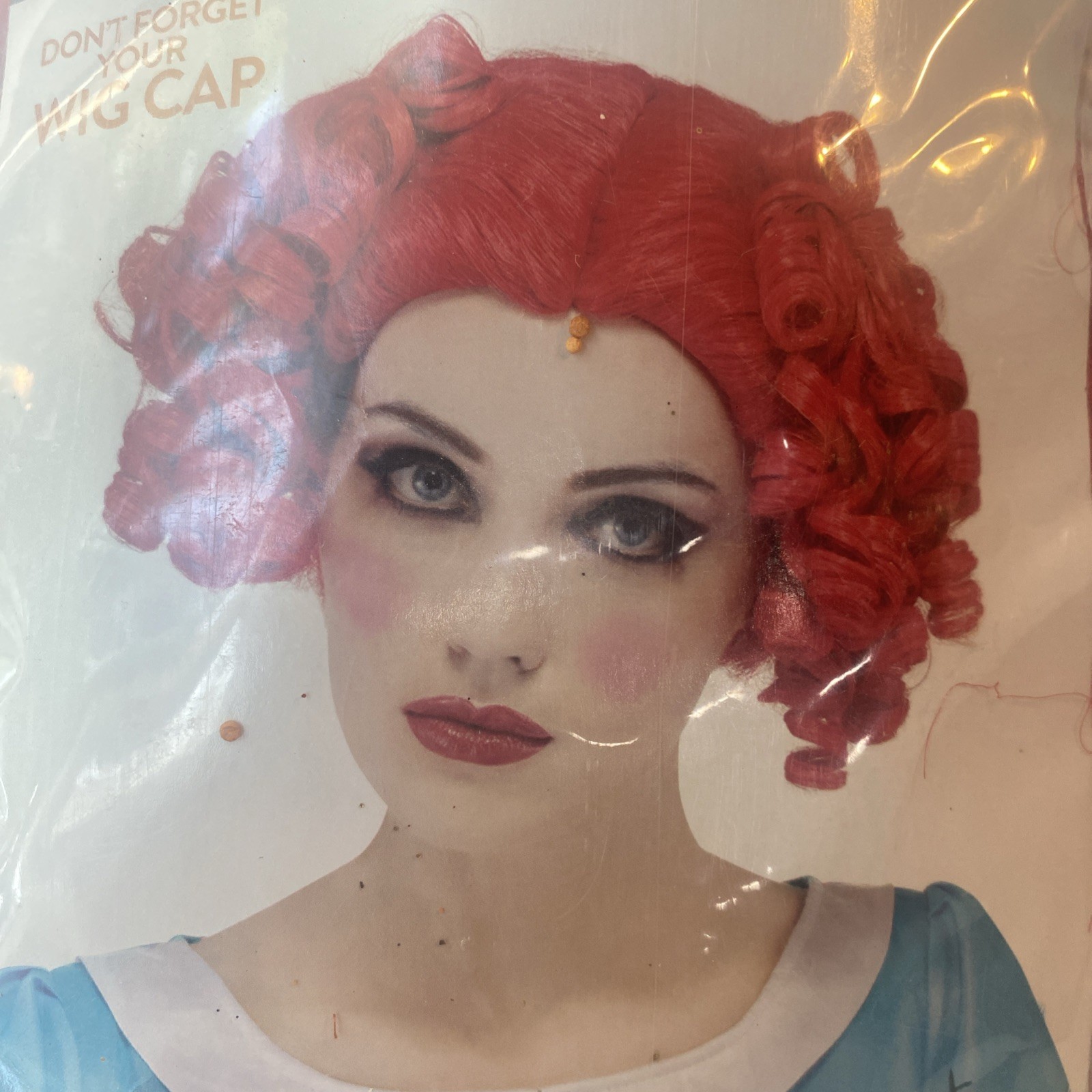 Adult Halloween Costume Wig Red Ringlet Pigtails Curly Doll Queen Hearts Raggedy