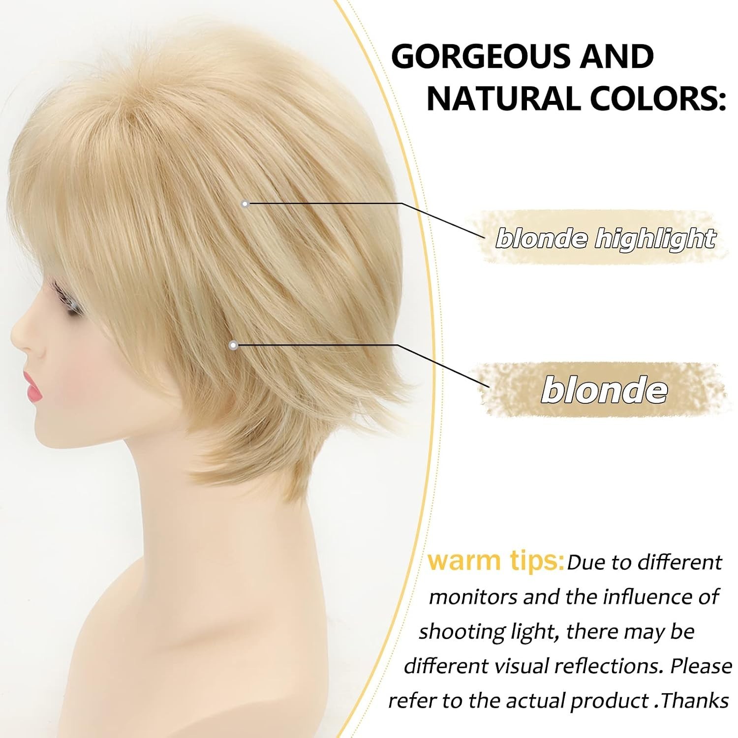 Fashionable Short Blonde Wig with Layers and Bangs – Easy-to-Wear Synthetic Hair