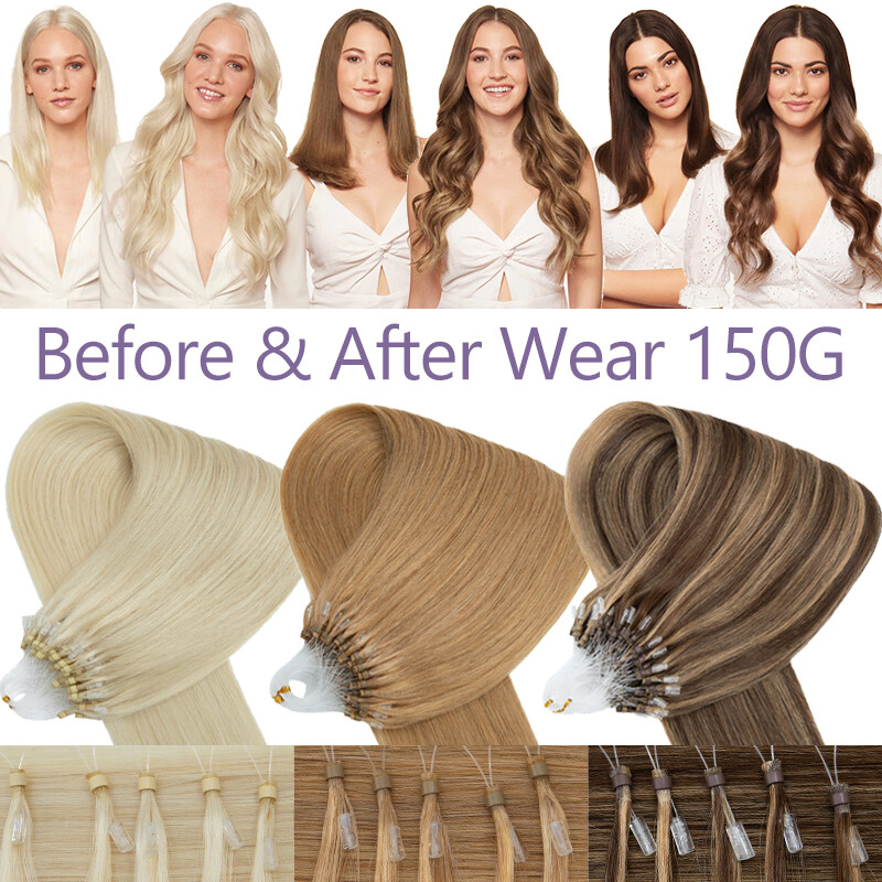 Micro Ring Russian Remy Human Hair Extensions Micro Loop Beads Real Hair 150G