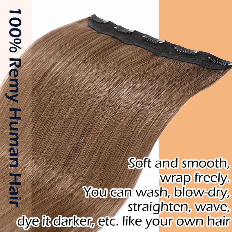 8-24″ Clip in Real Remy One Piece 100% Human Hair Extensions Full Head Hairpiece