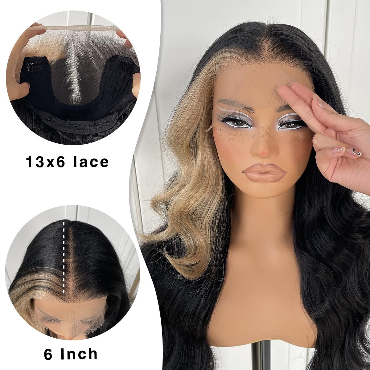 LACE FRONT WIG HUMAN HAIR BLENDED HIGHLIGHTS
