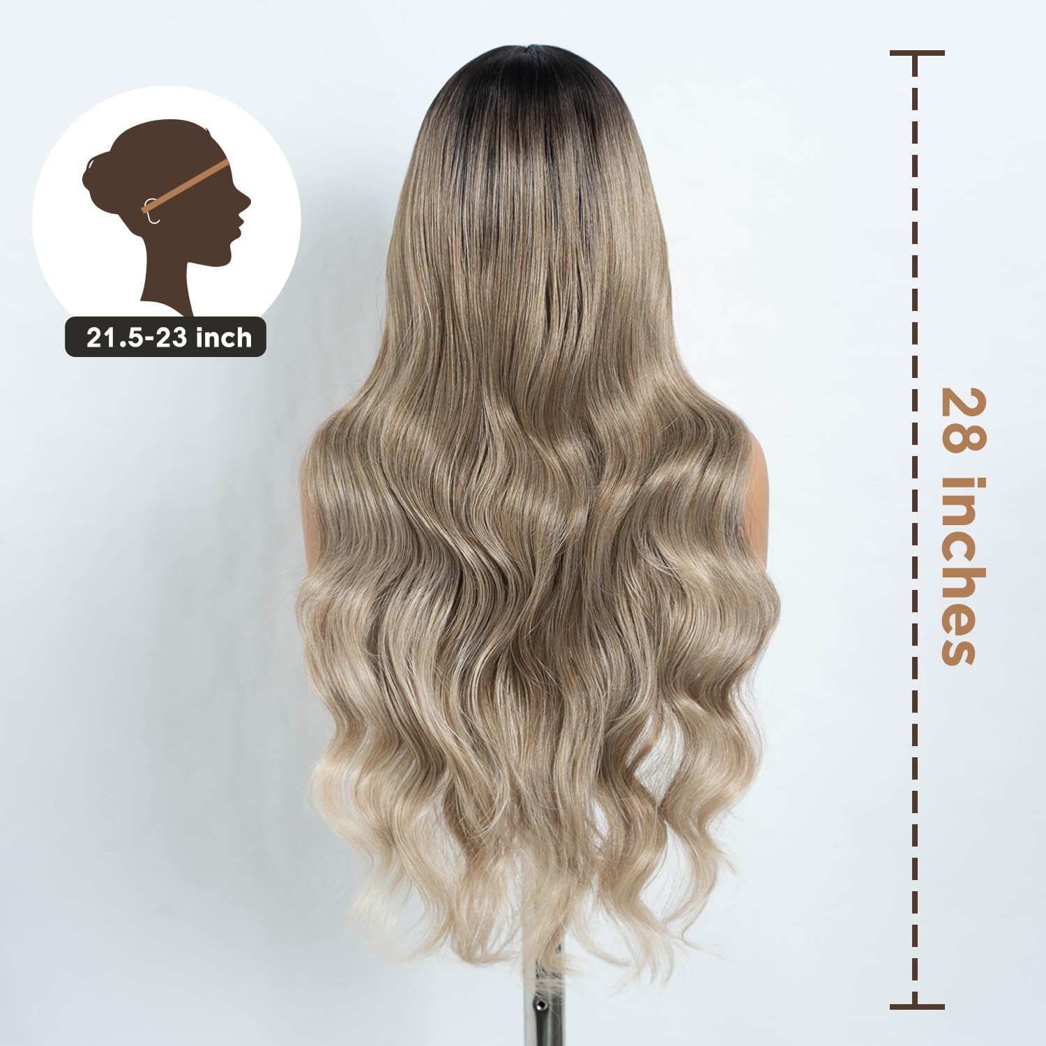 Long Wavy Wig for Women 28 Inch T-Part Lace Front Wigs with Baby Hair Natural…