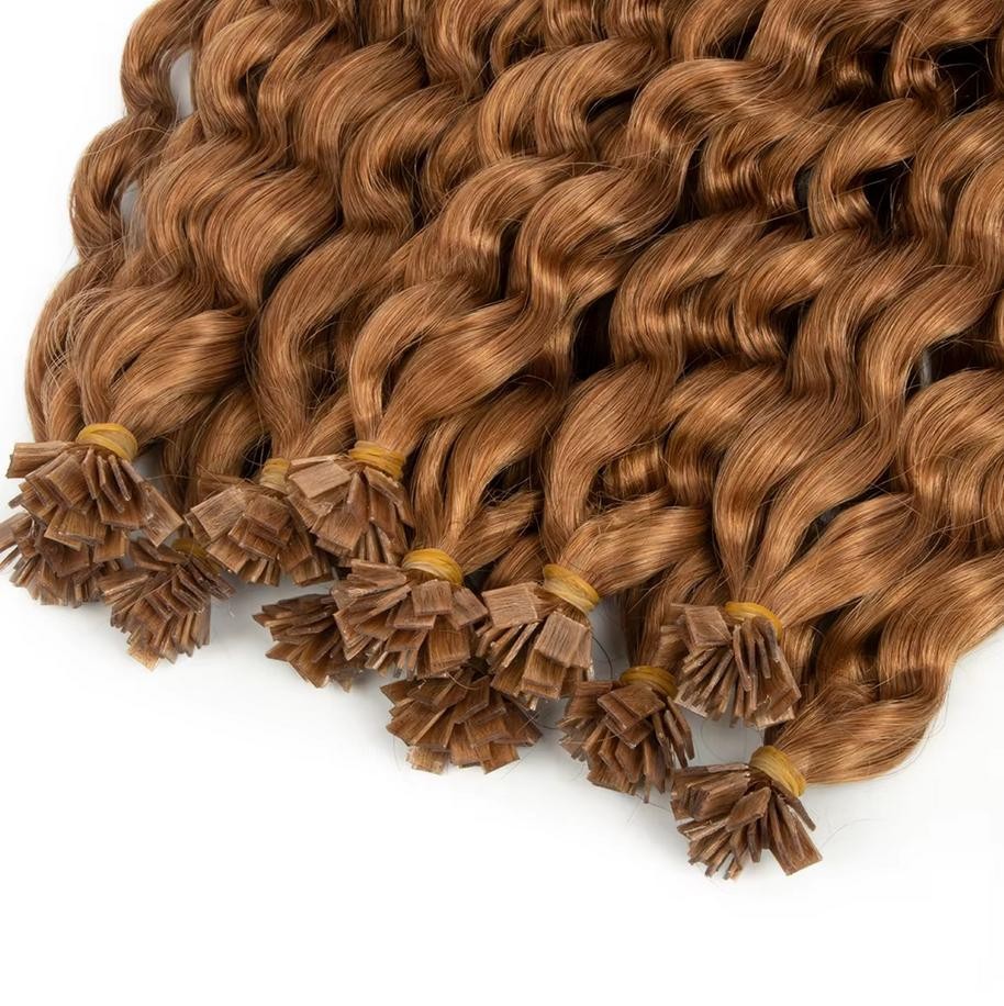 Curly WavyPre Bonded Keratin Fusion Keratin K Tip Human Hair Extensions 100S 70g