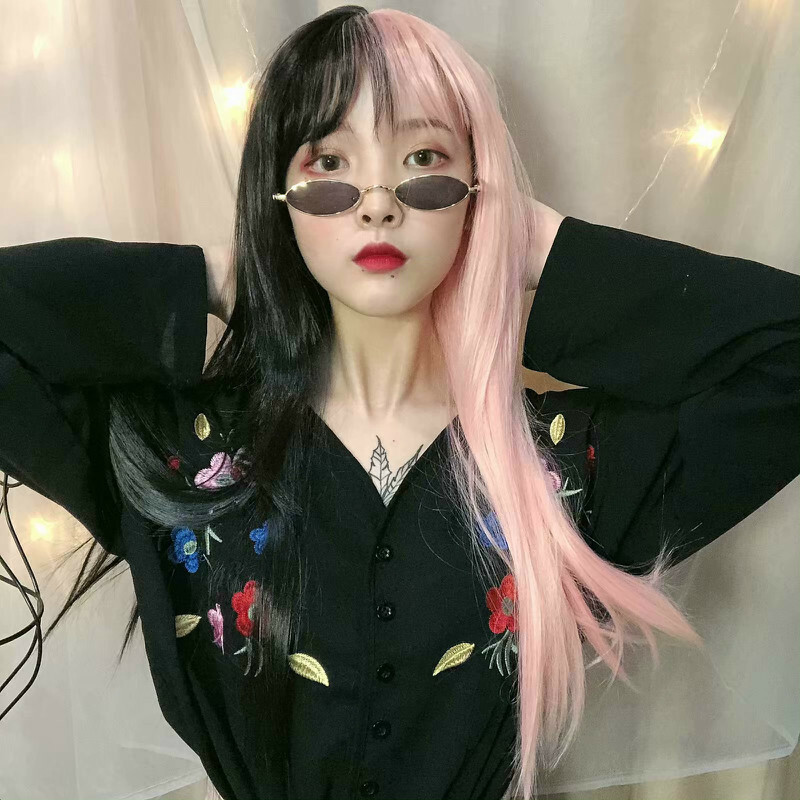 Two-tone Long Straight Hair Japanese Harajuku Wig Lolita Princess Kawaii Woman’s