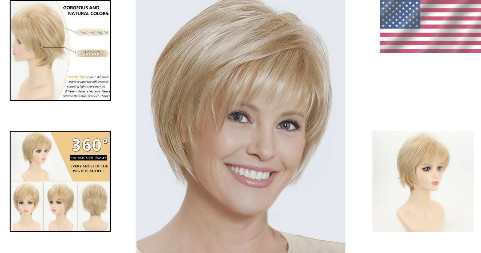 Fashionable Short Blonde Wig with Layers and Bangs – Easy-to-Wear Synthetic Hair