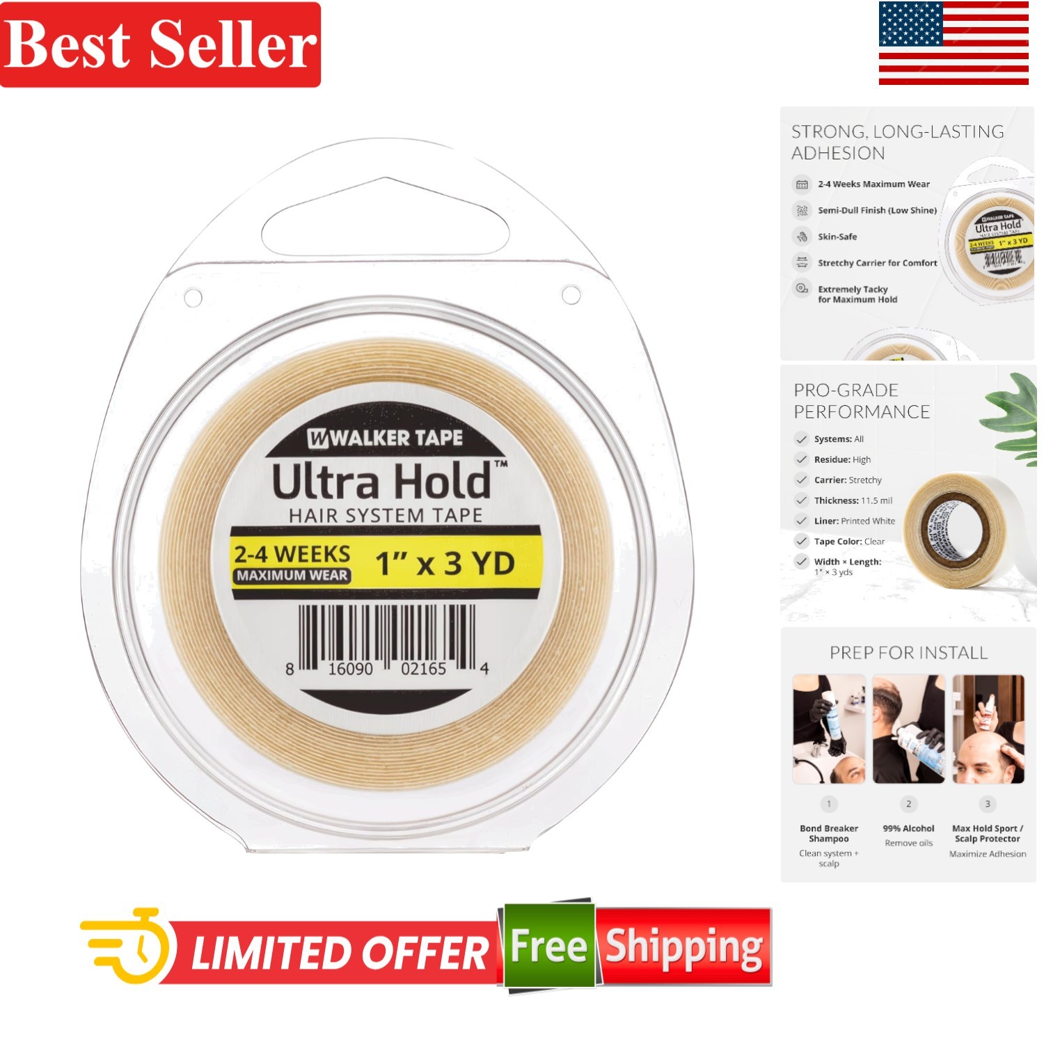 Hair Extension Tape Double Sided Strong Hold 1 x 3 Yards Polyurethane Beige