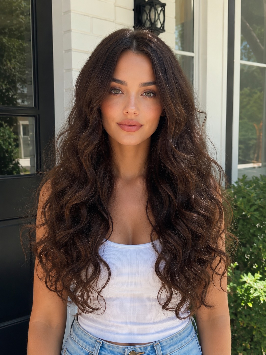Women’s Wavy Wig, Medium Brown, With Middle Part