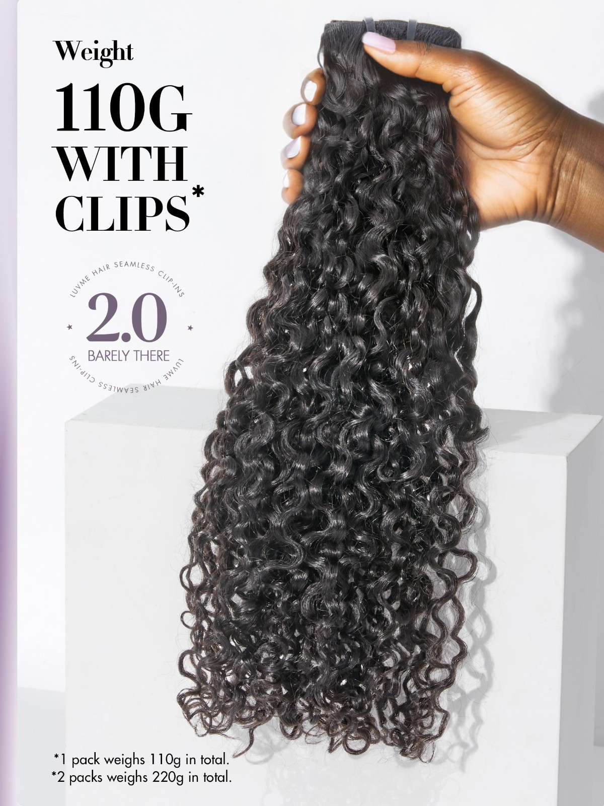 Invisible Messy Curly Clip-In Hair Extensions, 18″ Remy Human Hair, 110g, 6Pcs –