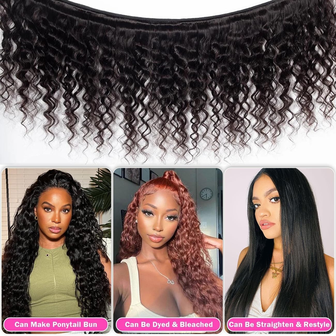 12A Deep Wave Human Hair Bundles 22 24 26 Inch Deep Curly Bundles Human G1N