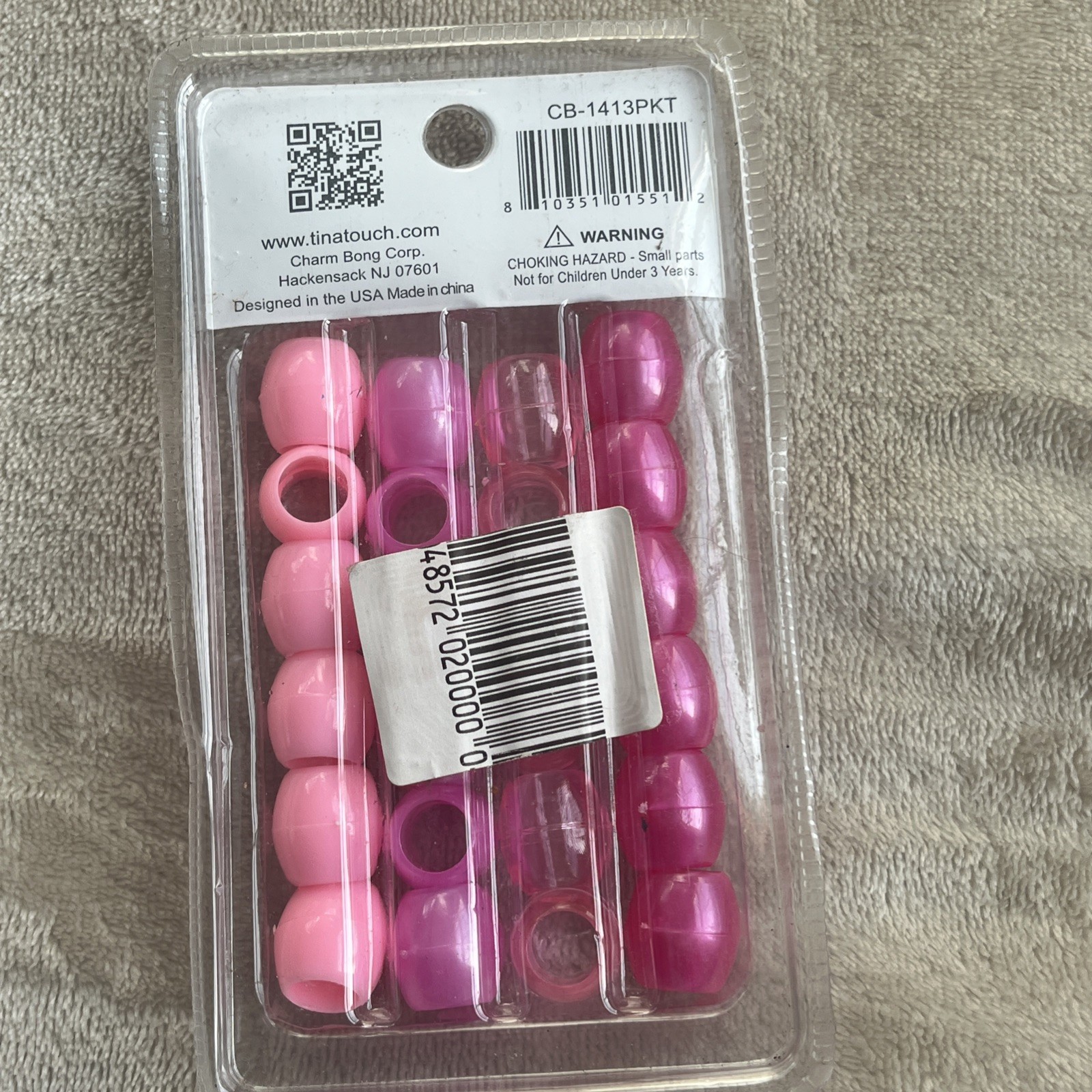 Tina touch Multicolor Large hole plastic Hair Beads 24 Count