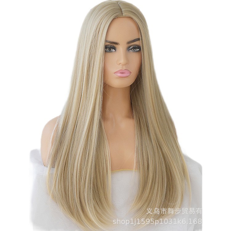 Cosplay Party Wig Long Straight Halloween Blonde Heat Resistant Synthetic Hair