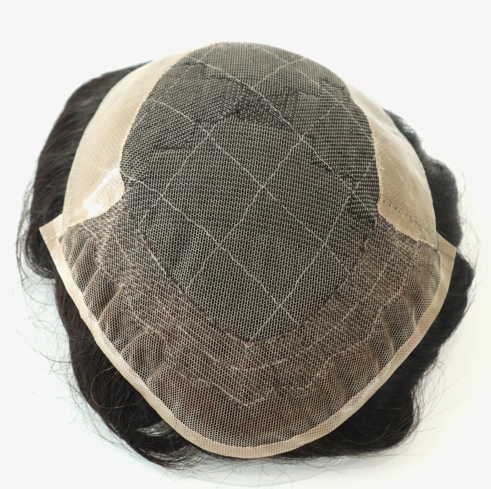 Natural Mens Hair Replacement Lace Front System Poly Coating Toupee Hairpiece#1B