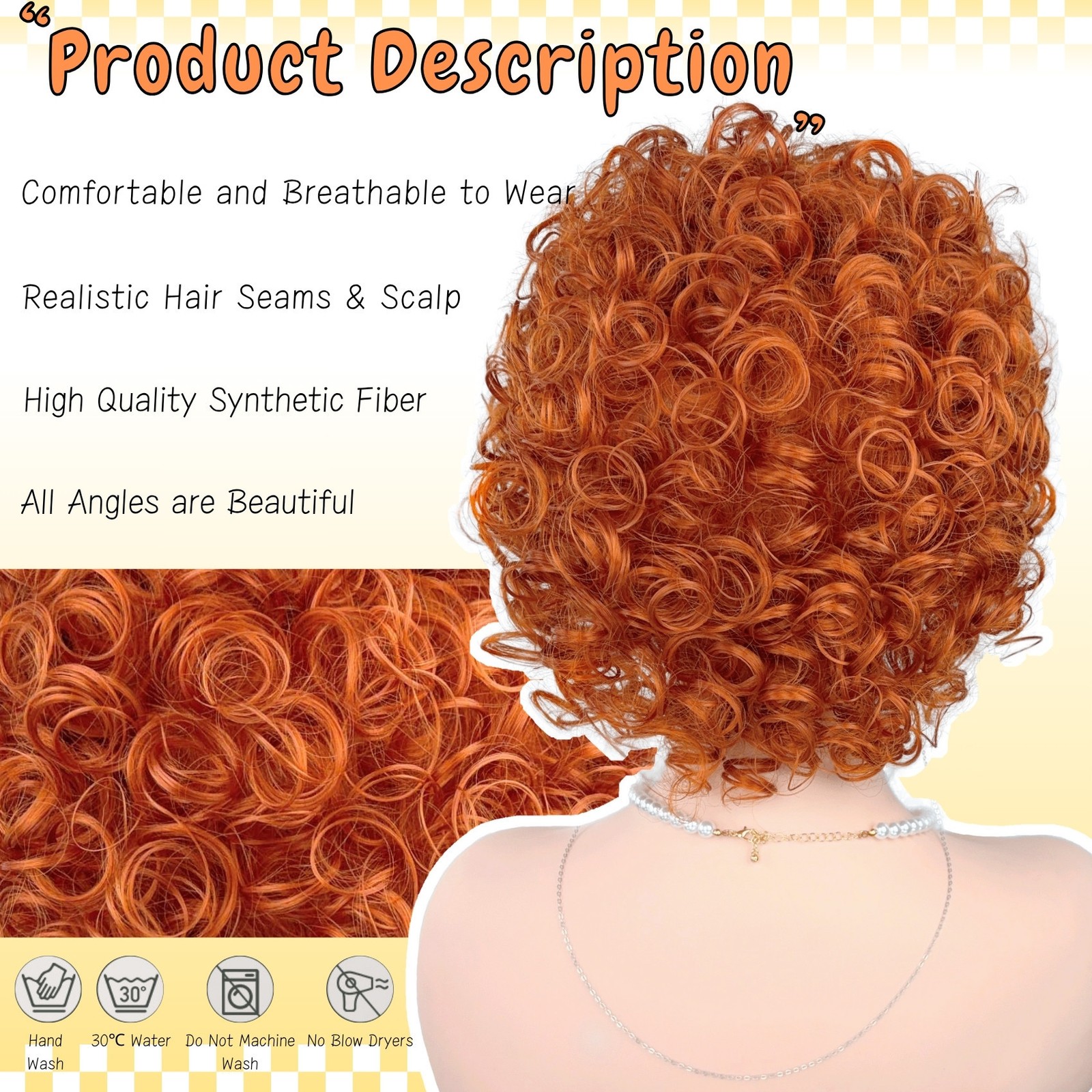 6in Women’s Short Curly Synthetic Wig Heat Resistant Cosplay Halloween Party