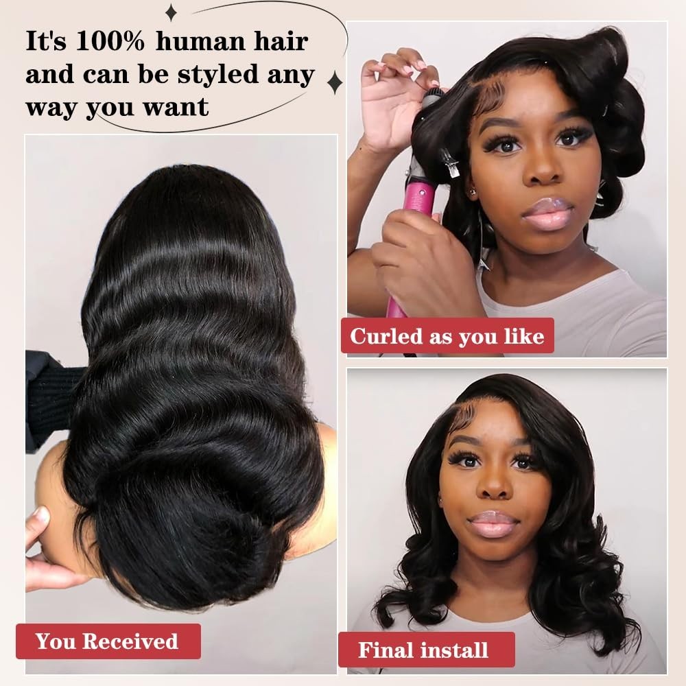 Wear and Go Glueless Wig Body Wave Bob Wig Human Hair Pre Cut 4×4 Lace Front wig