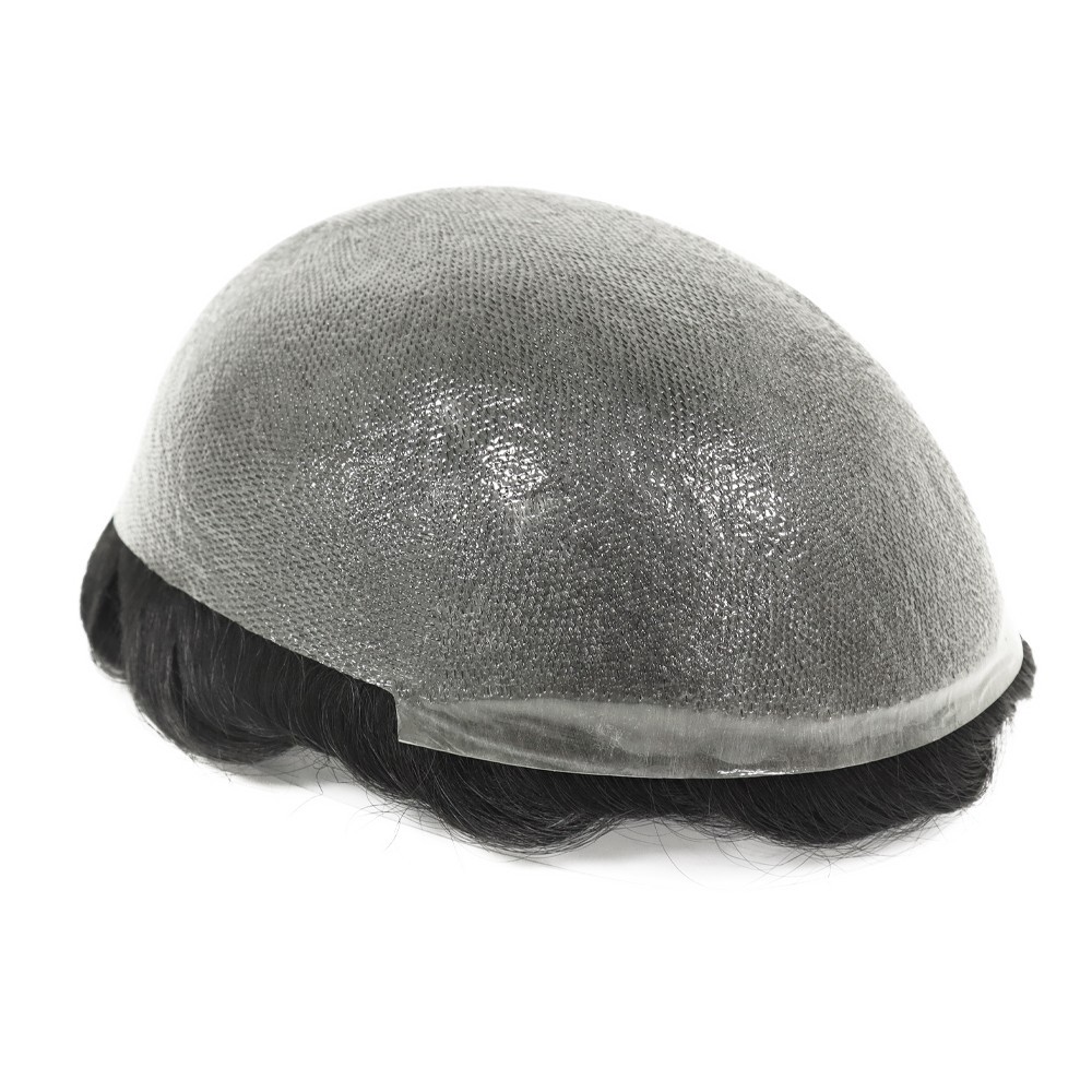 Mens Toupee Ultra Thin Skin Hair Replacement System Invisible V-Loop Hair Piece