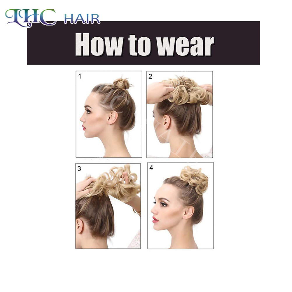 US Curly Hair Bun Ponytail Scrunchie Messy Updo Hair Extension Natural HairPiece