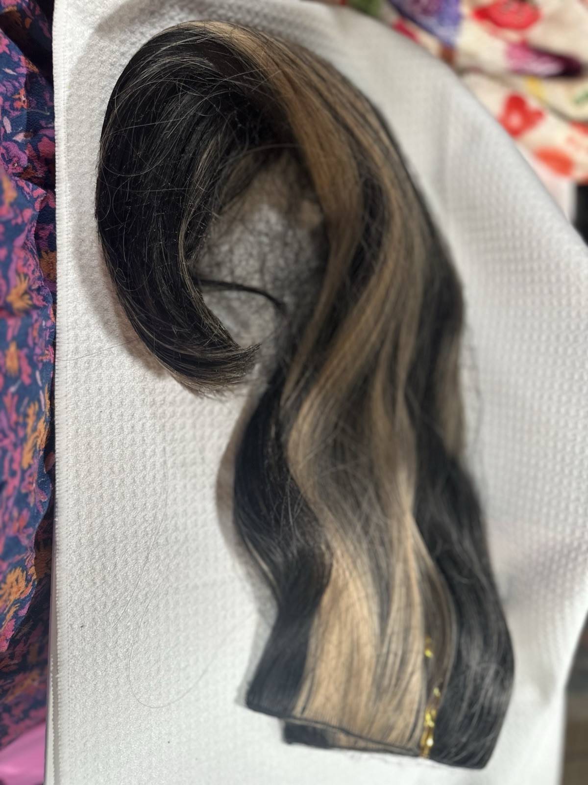 Vigorous Clip-In Synthetic Hair Extension Body Wave Black/Ash Blond 24in