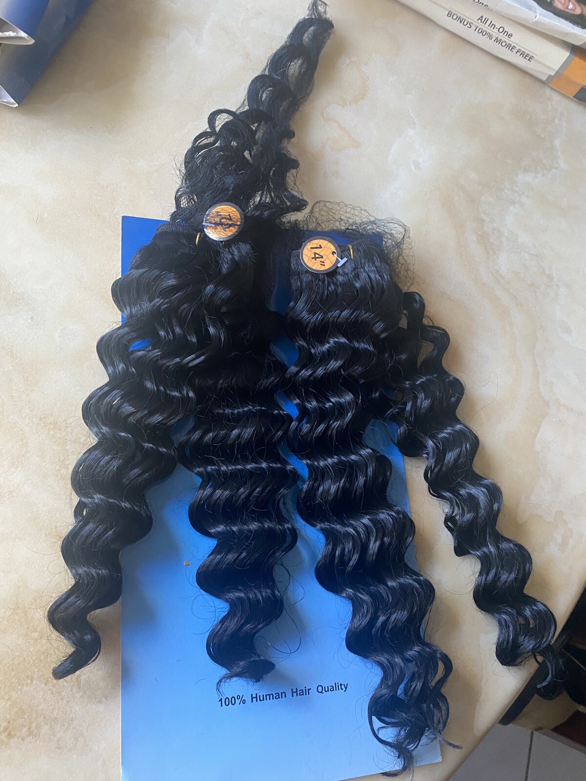 HAIRTREND SYNTETHIC HAIR ALL IN ONE DEEP WAVE 12 12 14 14 &”12 CLOSURE COLOR 1B