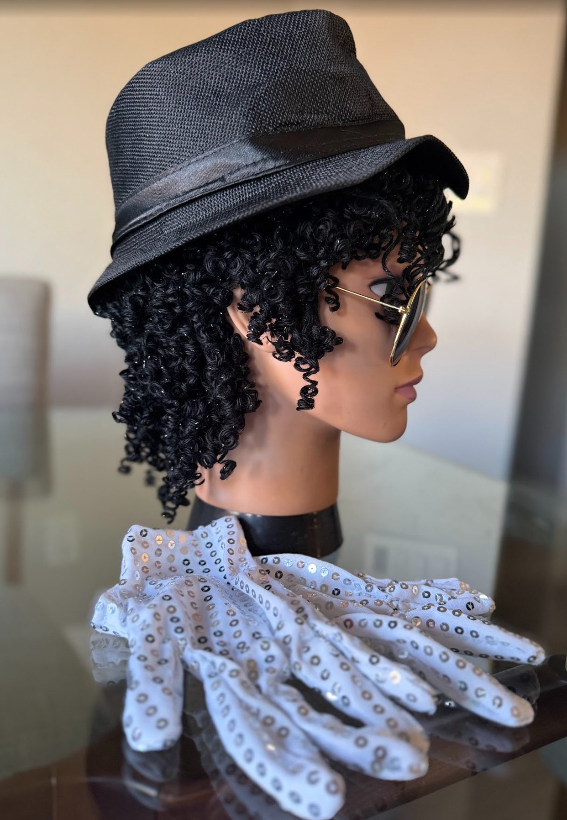 Black Afro-Jheri Curls Costume performance WIG with accessories Wearable Art