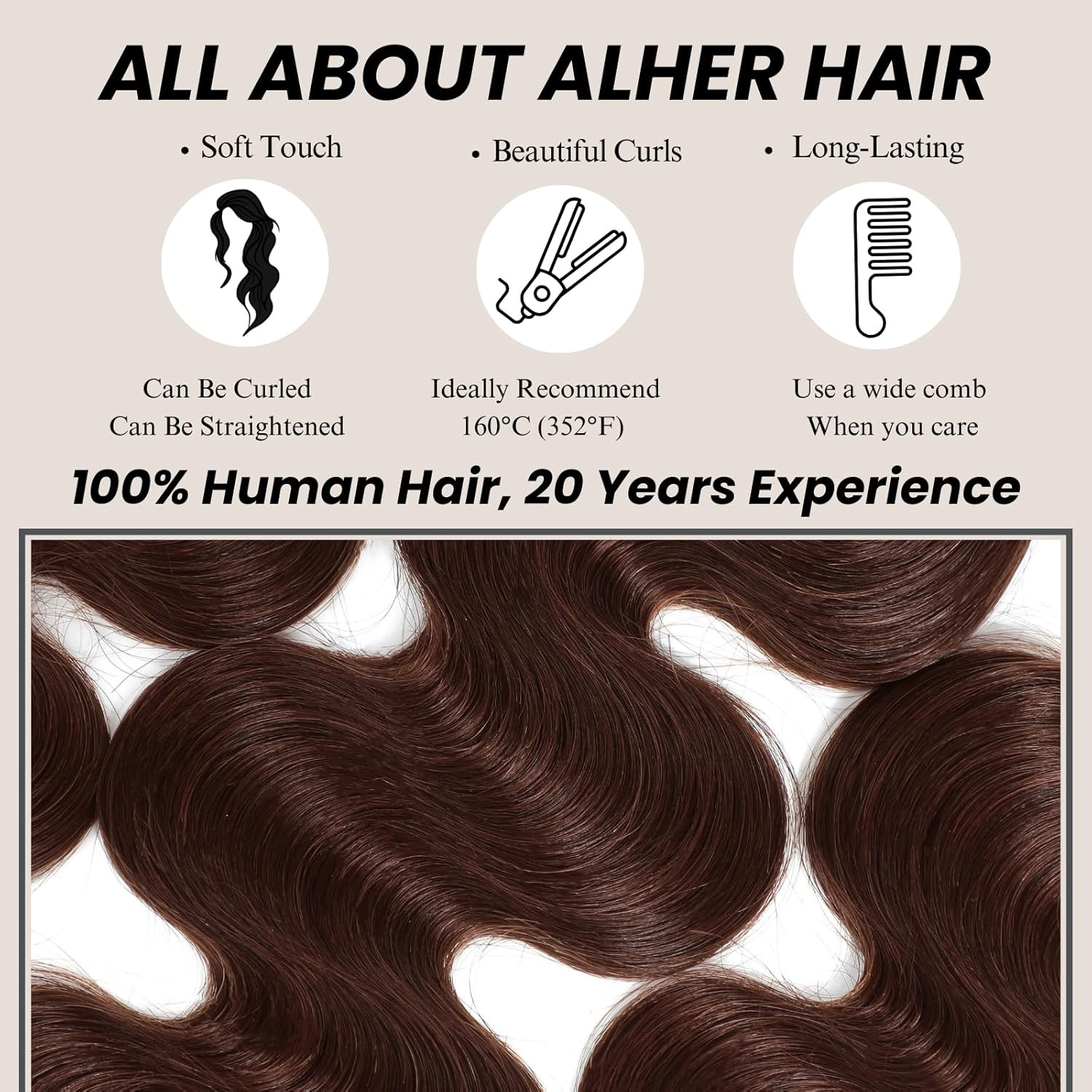 Chocolate Brown Body Wave Human Hair Bundles 18 20 22 Inch Soft Thick Bundles