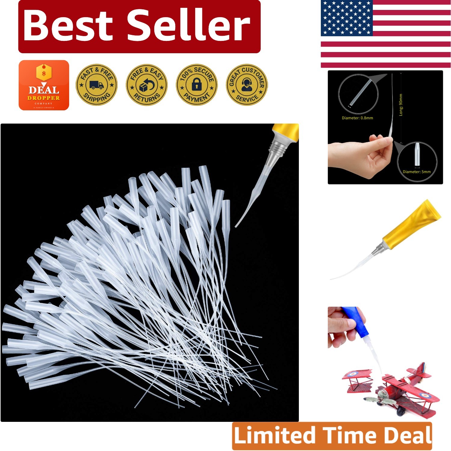 Extremely Narrow Glue Applicator Tips – 200 Piece Set for Accurate Dispensing