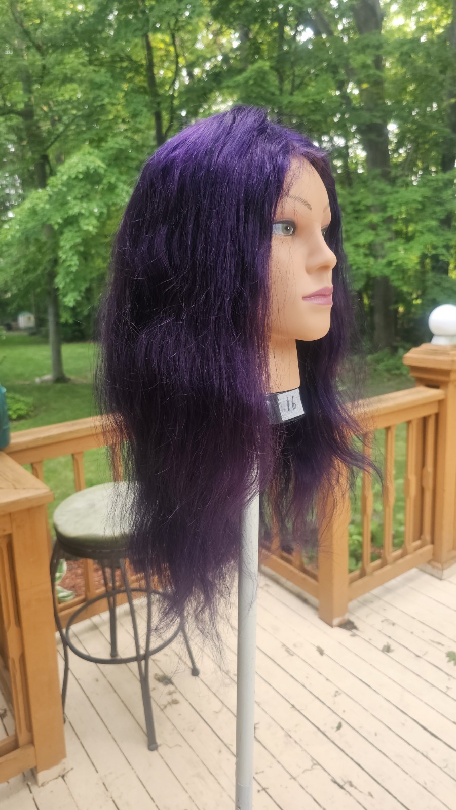 High-Quality Regular Top 24″ Purple Wavy 150% Virgin Human Hair Lace Wig