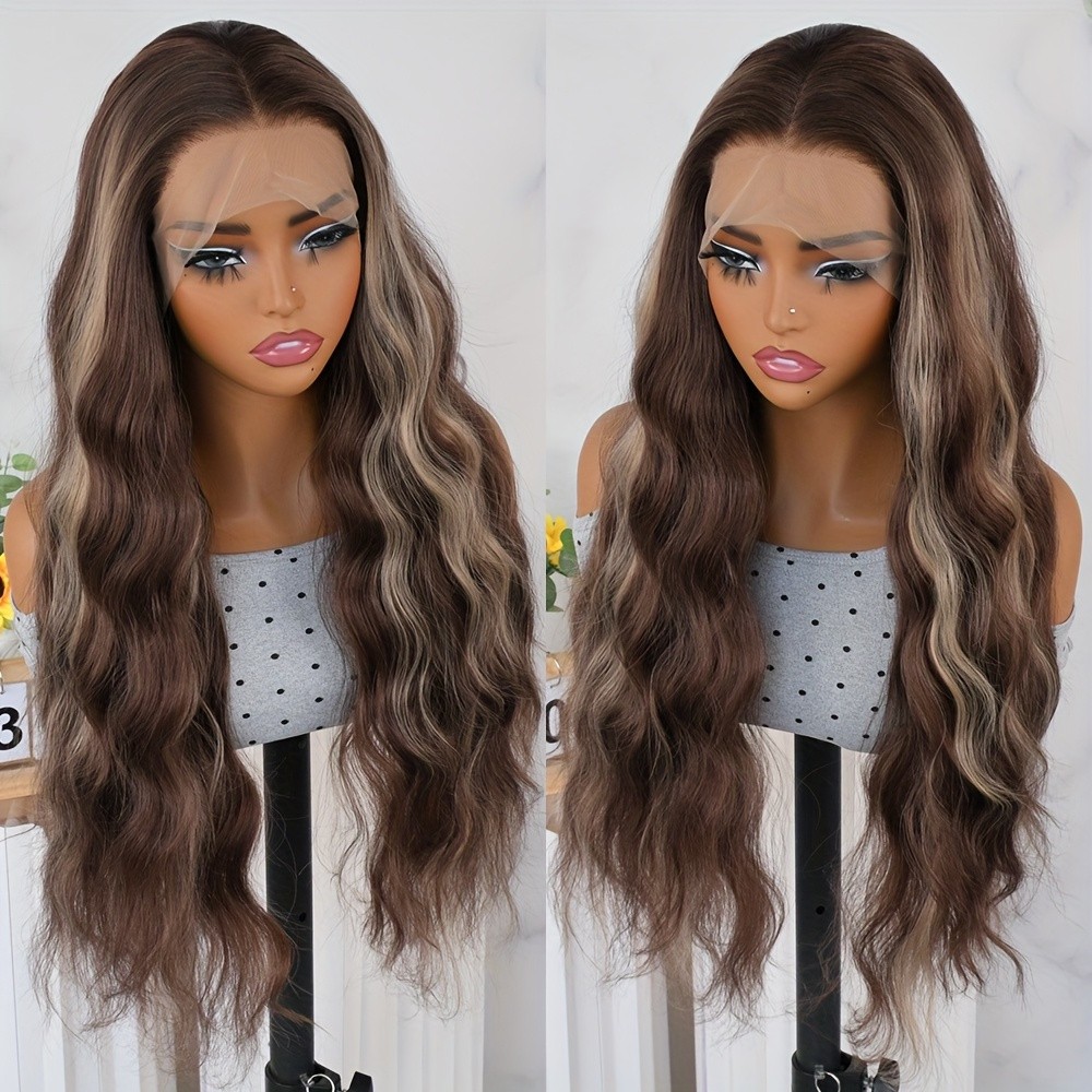 Brown Blonde Ombre Mixed Color Curly Wave Lace Front Wigs Women’s Natural Hair