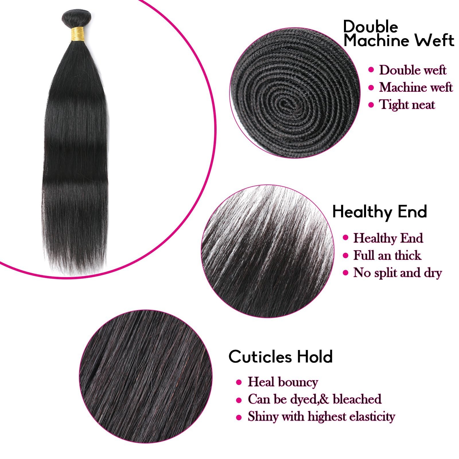 Bundles Brazilian Virgin Hair Straight 100% Human Unprocessed 100G/Pcs Extens…