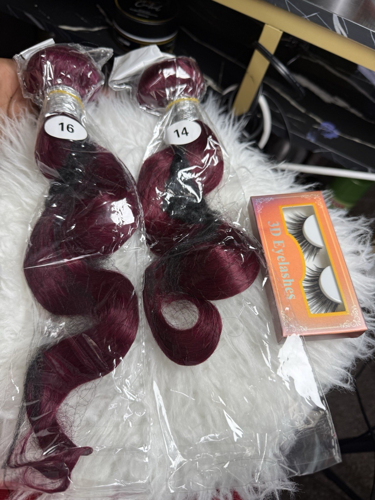 Body Wave Weft Hair Extensions Burgundy 14in 16in Set 100%humain hair Wavy Women