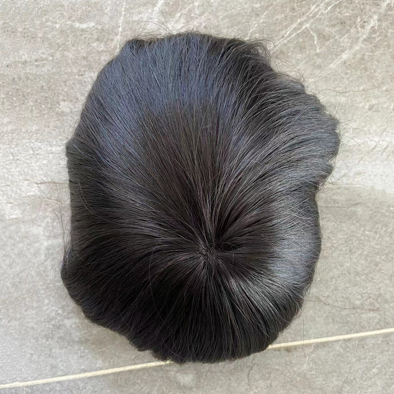 Human Hair Men Toupee Replacement System Fine Mono Lace Poly Skin Hairpiece
