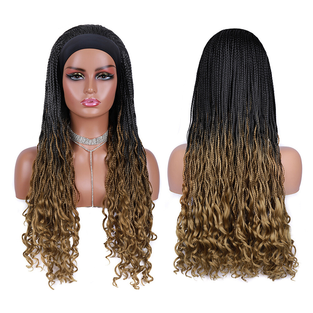 Long 24″ Wavy Box Braids Headband Wigs for Black Women Synthetic Wrap Braids Wig