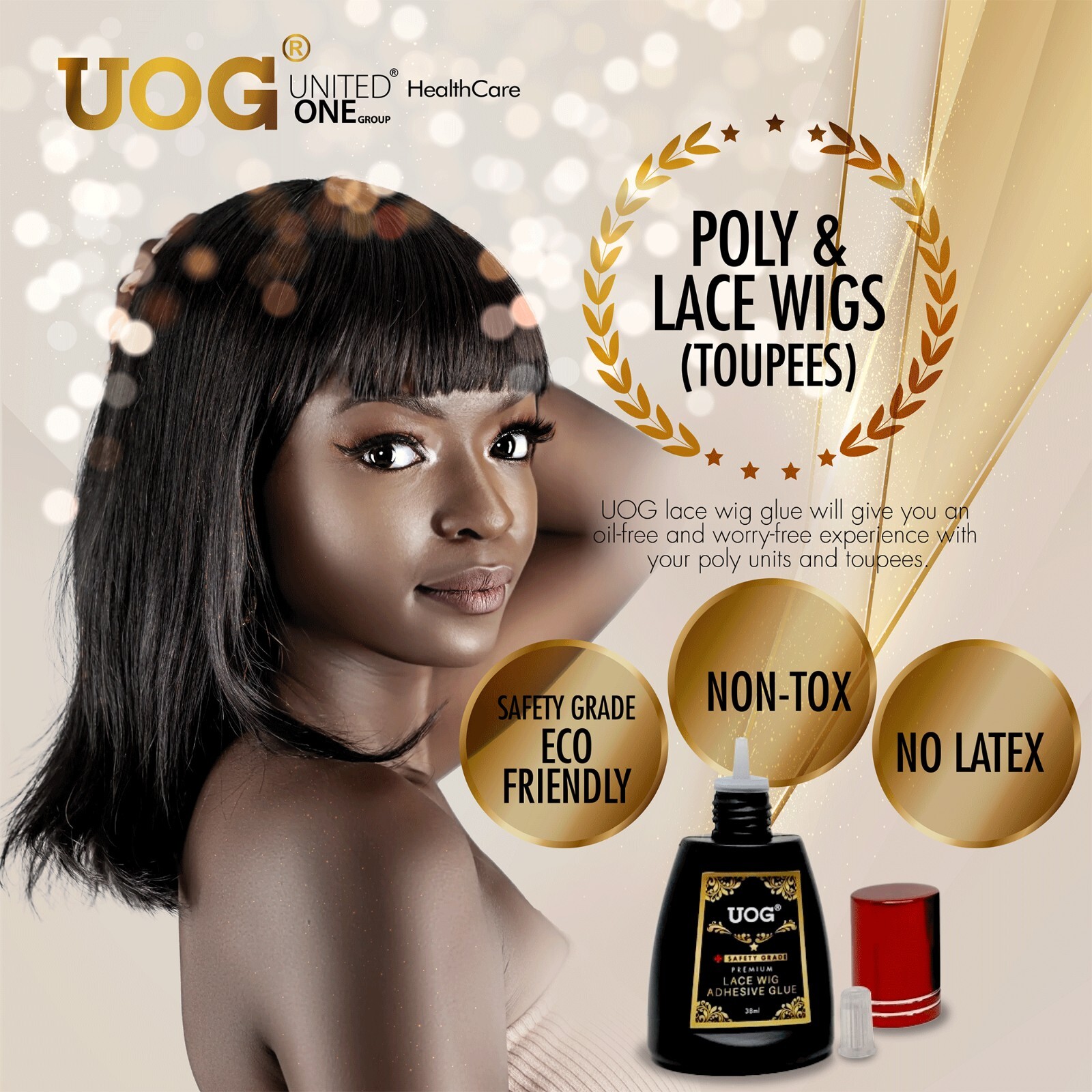 UOG Wig Glue Adhesive. Allergy-Free,2-4 Layers Around 15-20 Minutes Installation