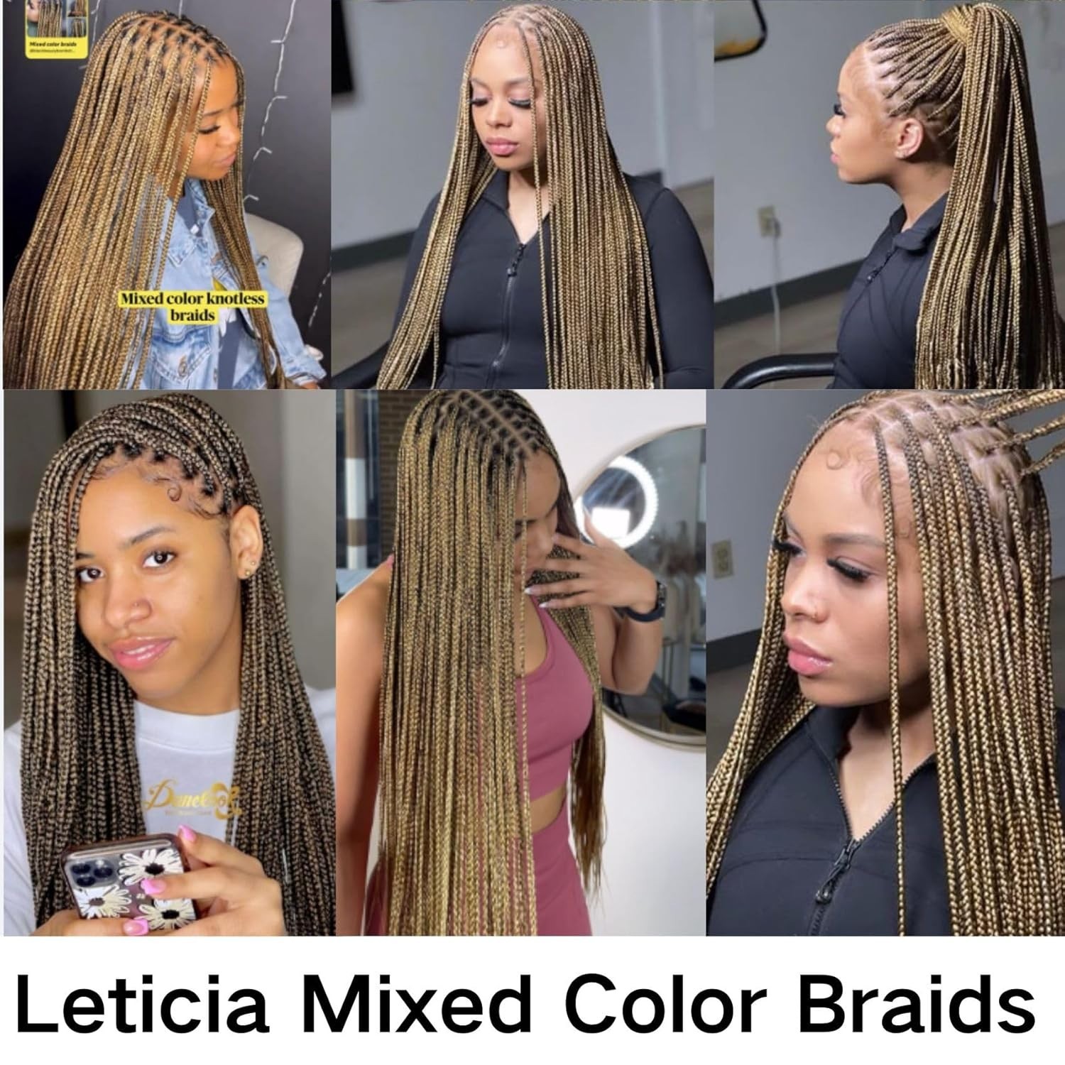 52in Mix Color Honey White Blonde Pre-Stretched Braiding Hair